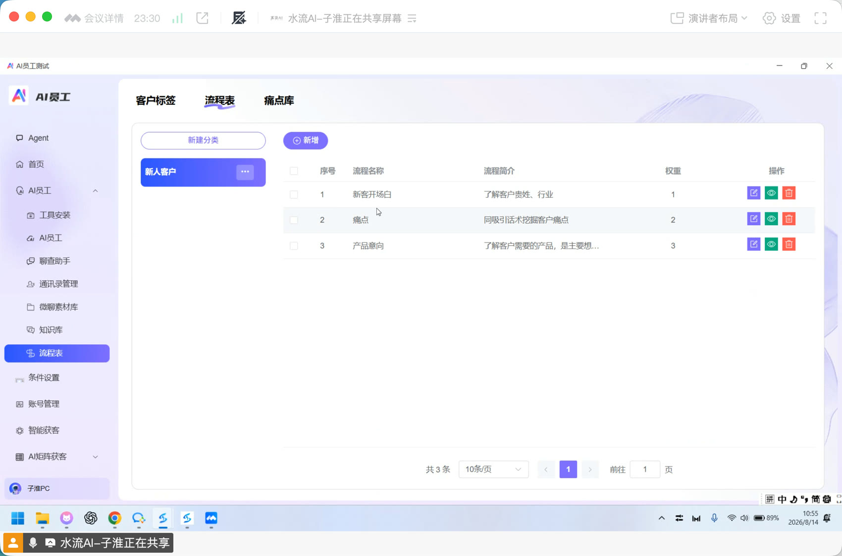 水流流程表